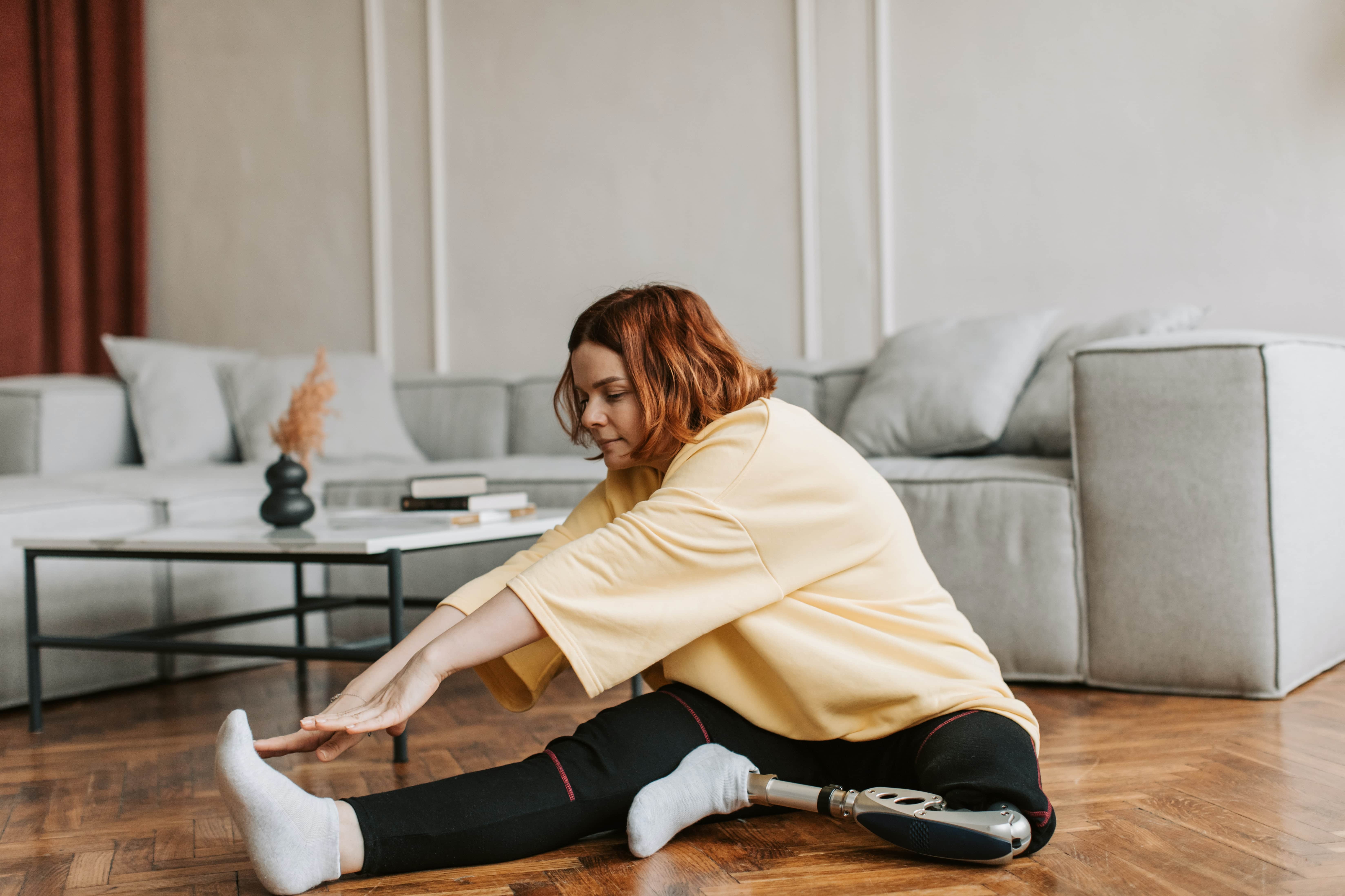 Woman working out in home