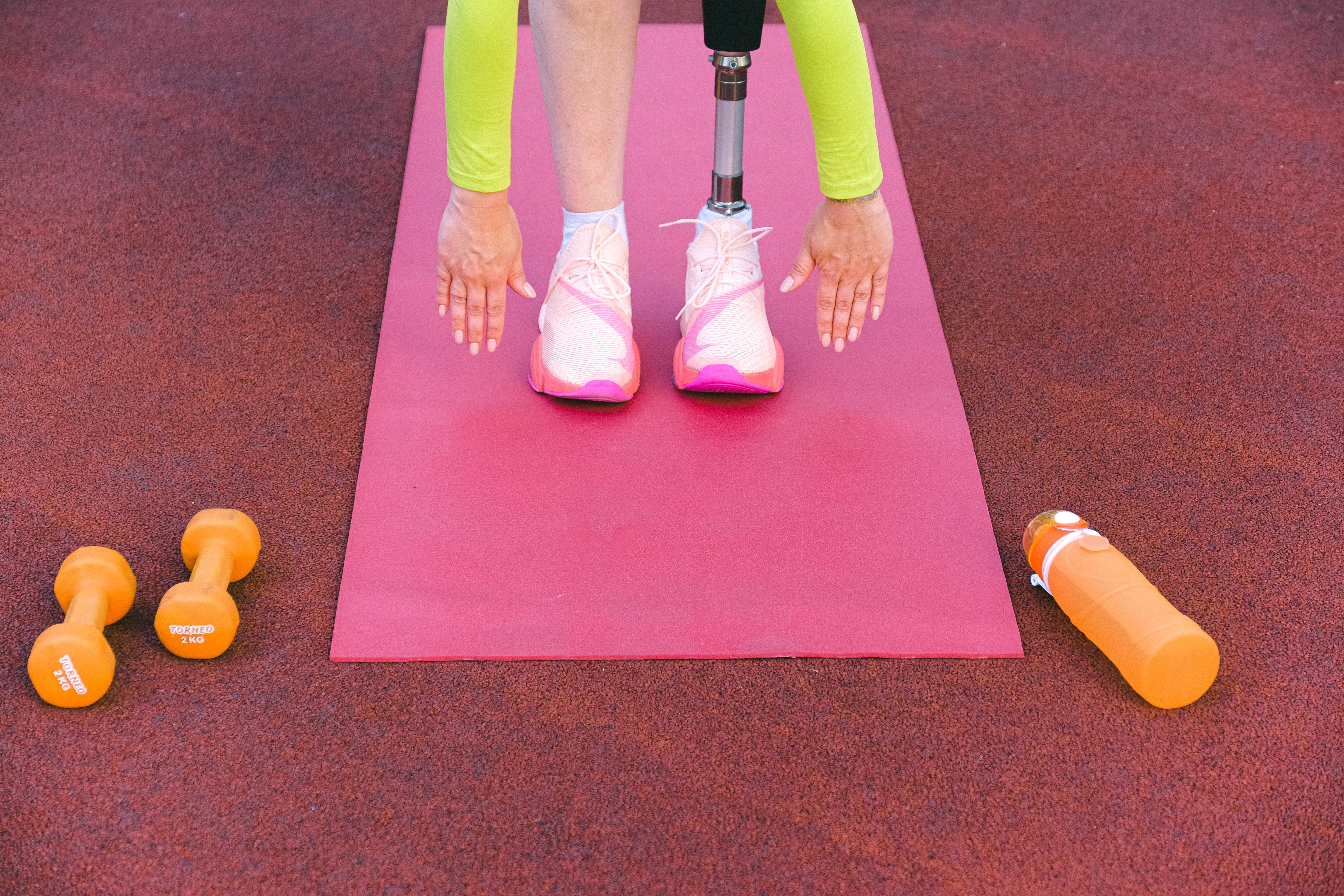 Woman reaching for her toes
